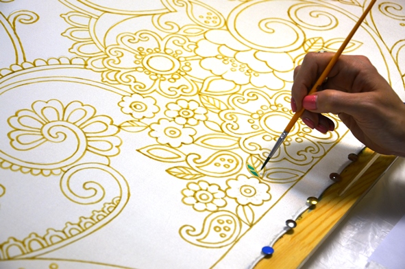 мастер класс по батику, создание картины в технике батик, роспись шелкового платка